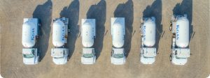 Line up of propane trucks